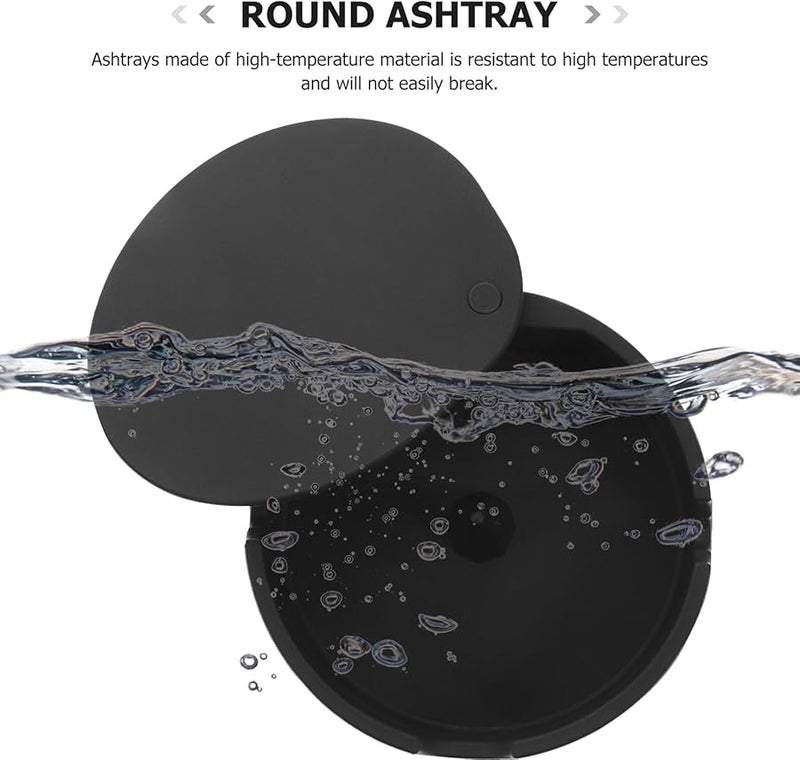 منفضة سجائر سيليكون بغطاء غير قابلة للتناثر، حامل رماد دائري، دعم مستقر، ديكور مكتبي ومنزلي - Image 4